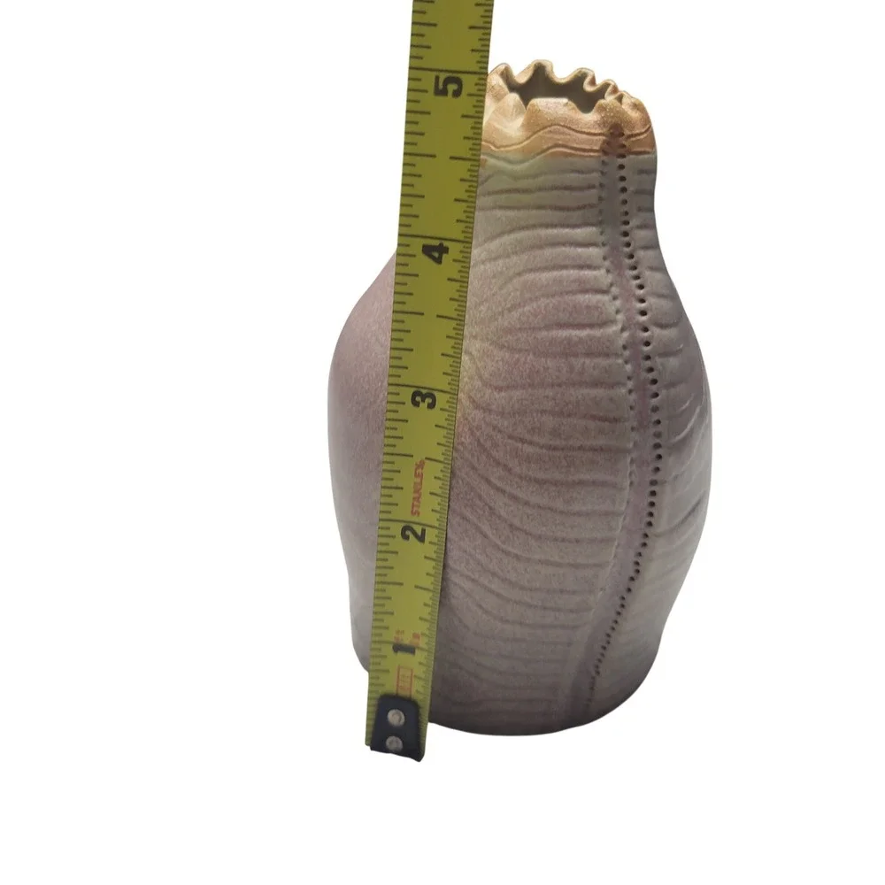 CPG Studio Pottery Vase Handcrafted Pink Lavender Glaze Wavy Rim Organic Shape